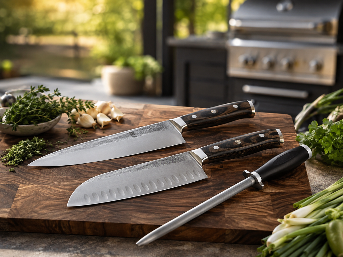 Knives and cutting tools for kitchen and outdoor food preparation