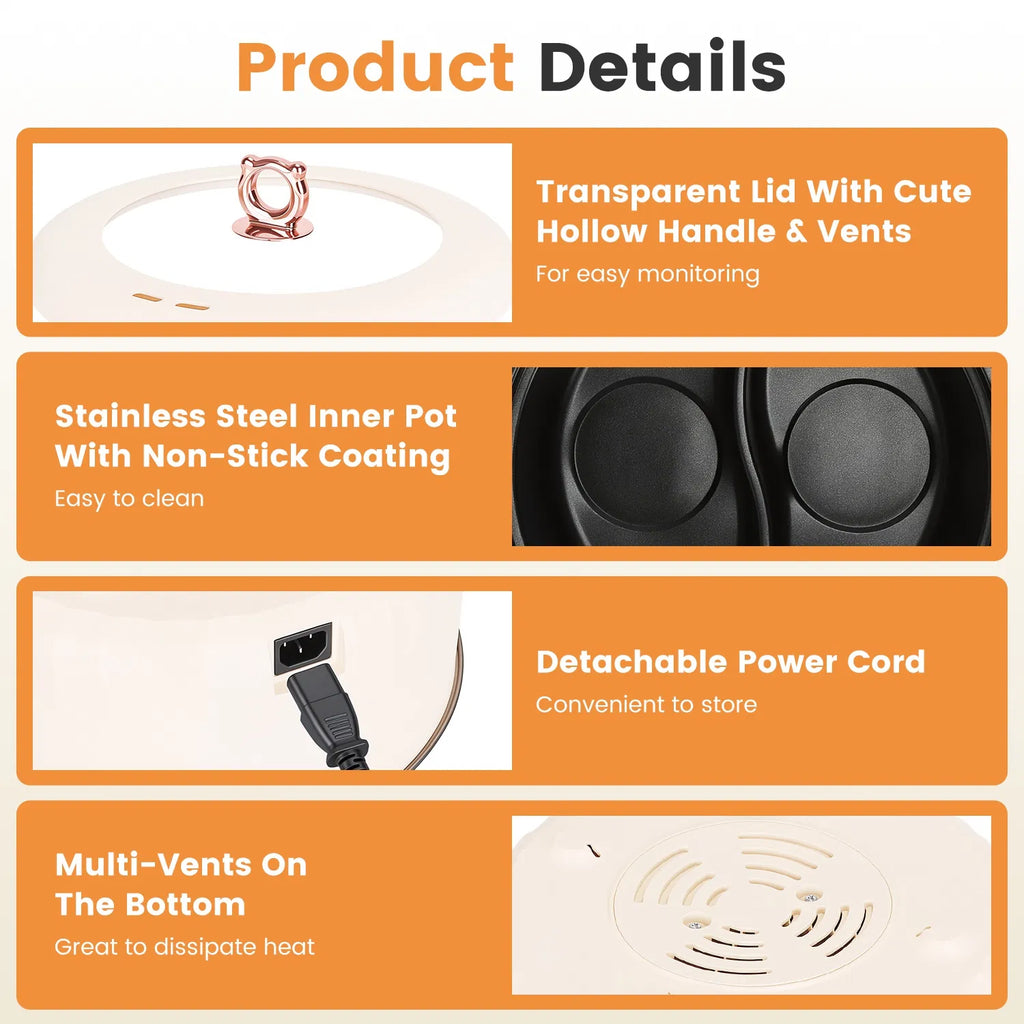 6L dual-sided electric hot pot with independent controls