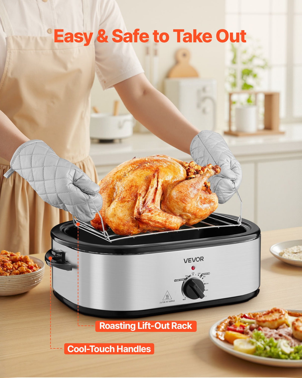 Large-capacity electric turkey roaster for holiday meals