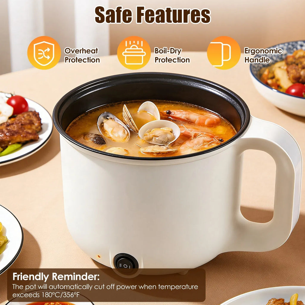 1.8L ceramic electric hot pot with steamer rack