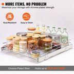 Chrome-plated steel slide-out cabinet storage shelf