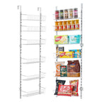 6-tier adjustable over-the-door pantry organizer in white