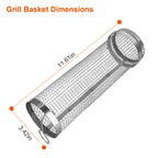 2-Pieces Stainless Steel Rolling Grill Basket Set – BBQ Mesh Tube with Hooks