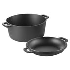 Cast Iron Dutch Oven 2-in-1 – 5 Qt Pre-Seasoned Double Pot with Lid Pan