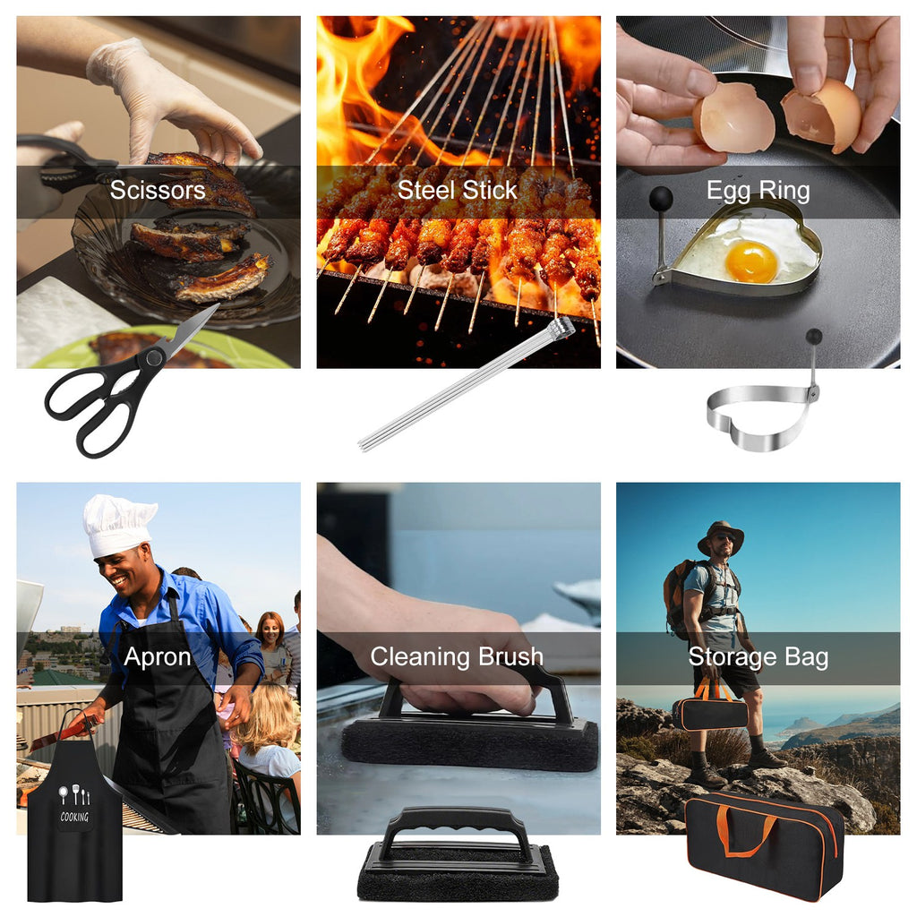 31-Piece Griddle Accessories Kit – Complete Flat Top Grill Tool Set with Storage Bag