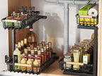 Reversible left or right under-sink organizer assembly