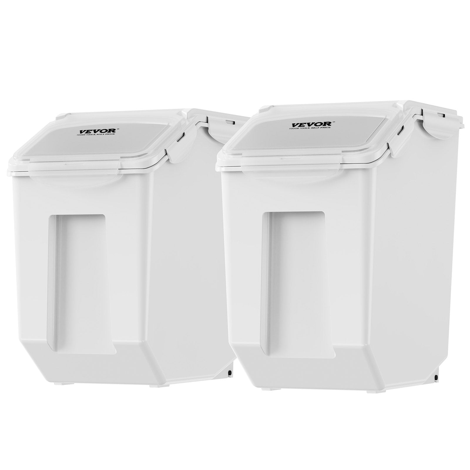 Pantry dry-food storage bins with sealing lids