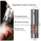 2-Piece Electric Salt and Pepper Grinder Set – Adjustable Automatic Spice Mills