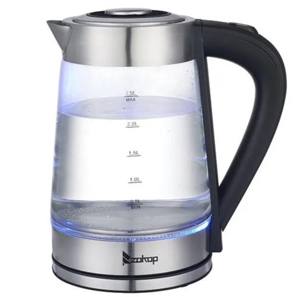 2.5L glass electric kettle with blue LED light