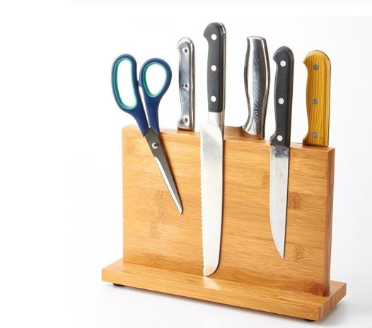 bamboo magnetic countertop knife stand