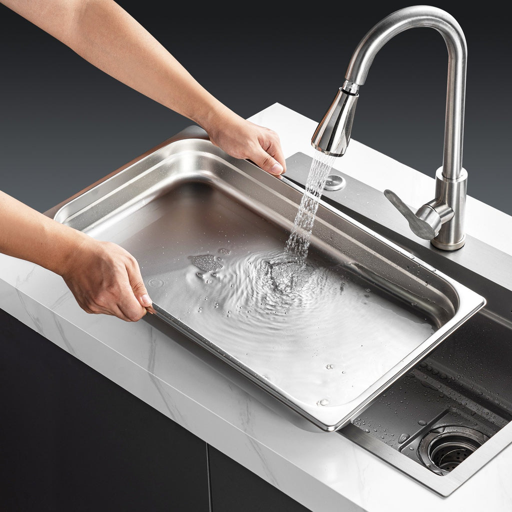 Reusable stainless steel hotel pan set