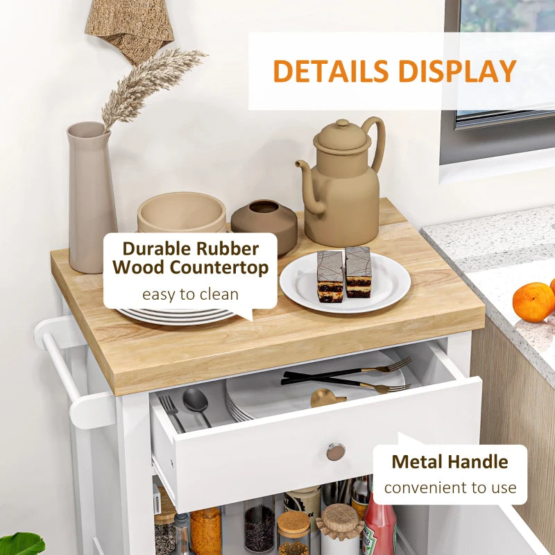 Rolling kitchen cart with wine storage and lower shelf