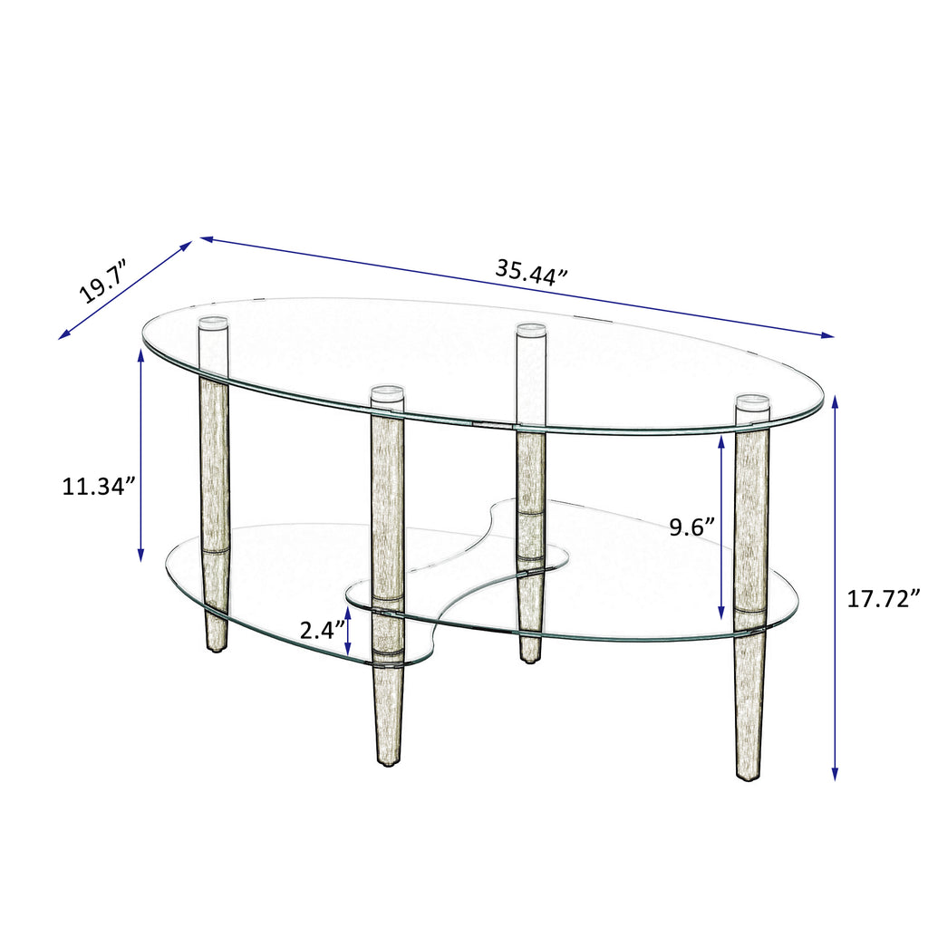 Clear oval coffee table for modern living room