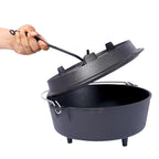 Pre-Seasoned Cast Iron Dutch Oven – Campfire Cooking Pot with Skillet Lid