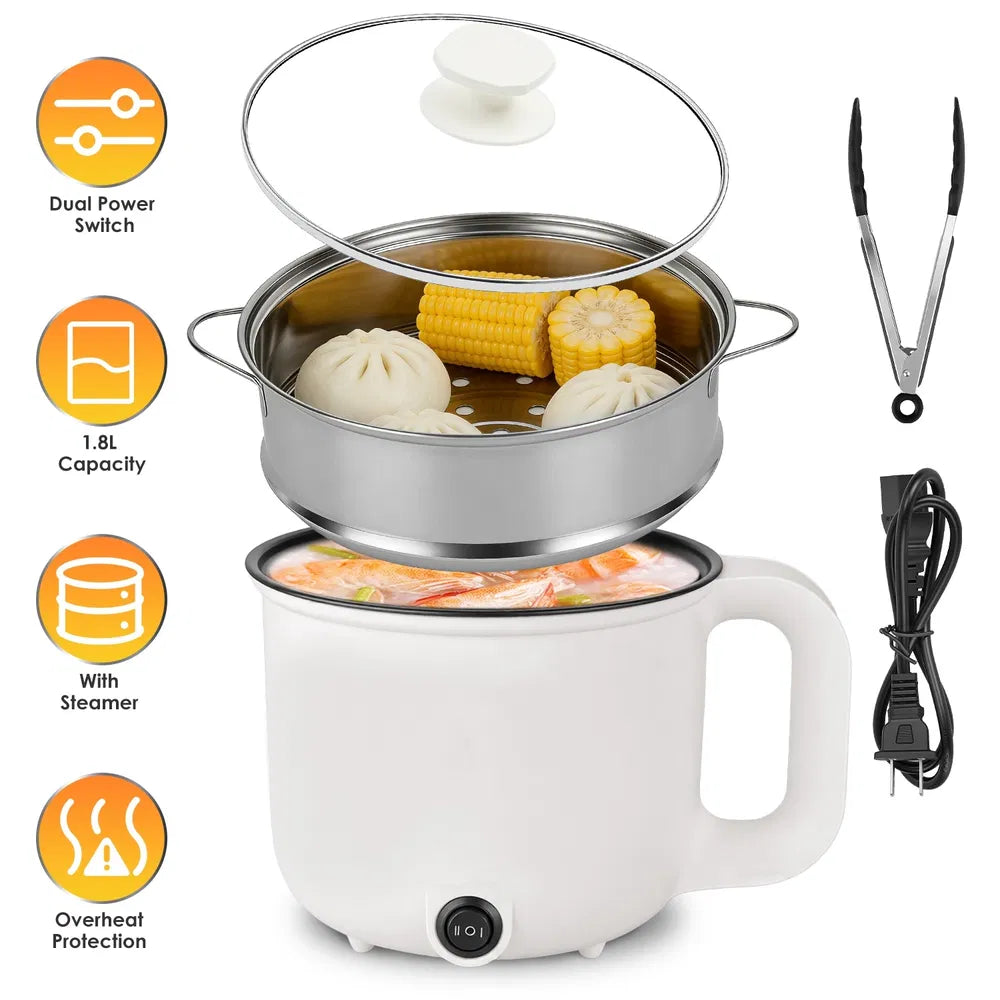 1.8L ceramic electric hot pot with steamer rack