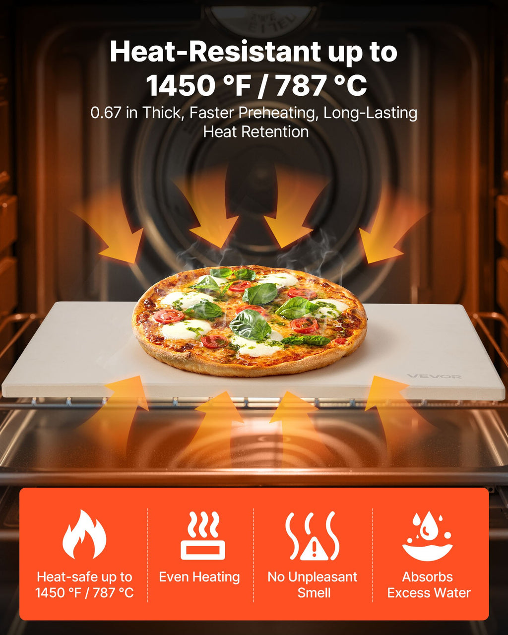 high-heat pizza stone with scraper