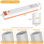 Compact dry and wet food vacuum sealer with starter bags