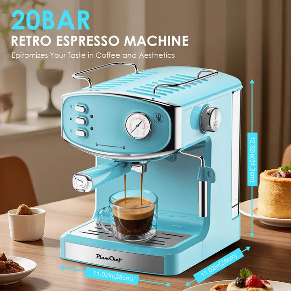 Home espresso maker with pressure gauge and 54-ounce water tank