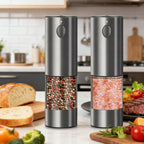 2-Piece Electric Salt and Pepper Grinder Set – Adjustable Automatic Spice Mills