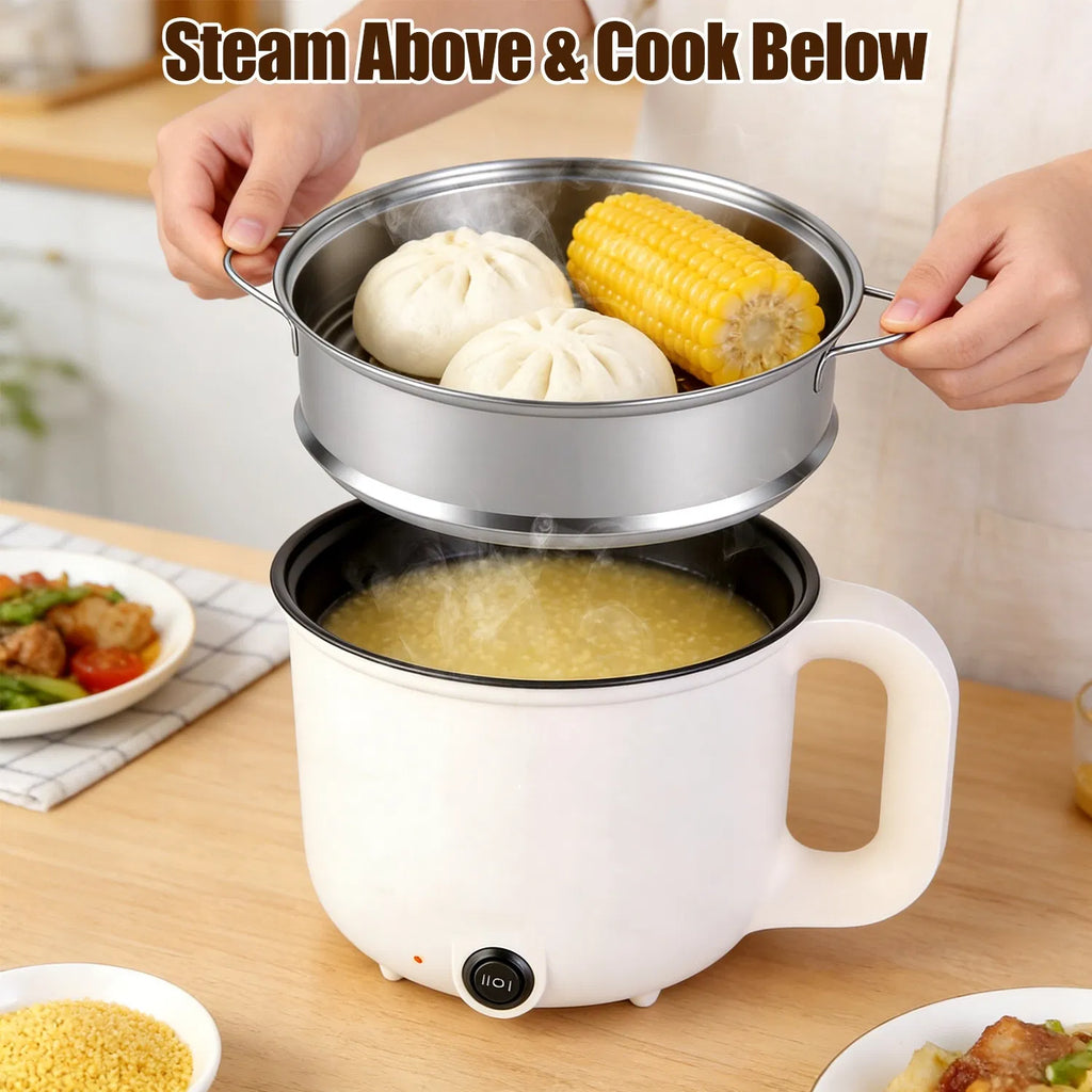 1.8L ceramic electric hot pot with steamer rack