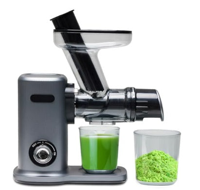 150W cold-press juicer with 5.9-inch wide feed chute