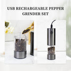 2-Piece Electric Salt and Pepper Grinder Set – Adjustable Automatic Spice Mills