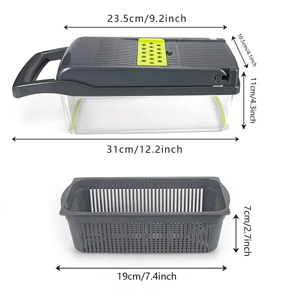 Vegetable chopper with interchangeable stainless-steel blades