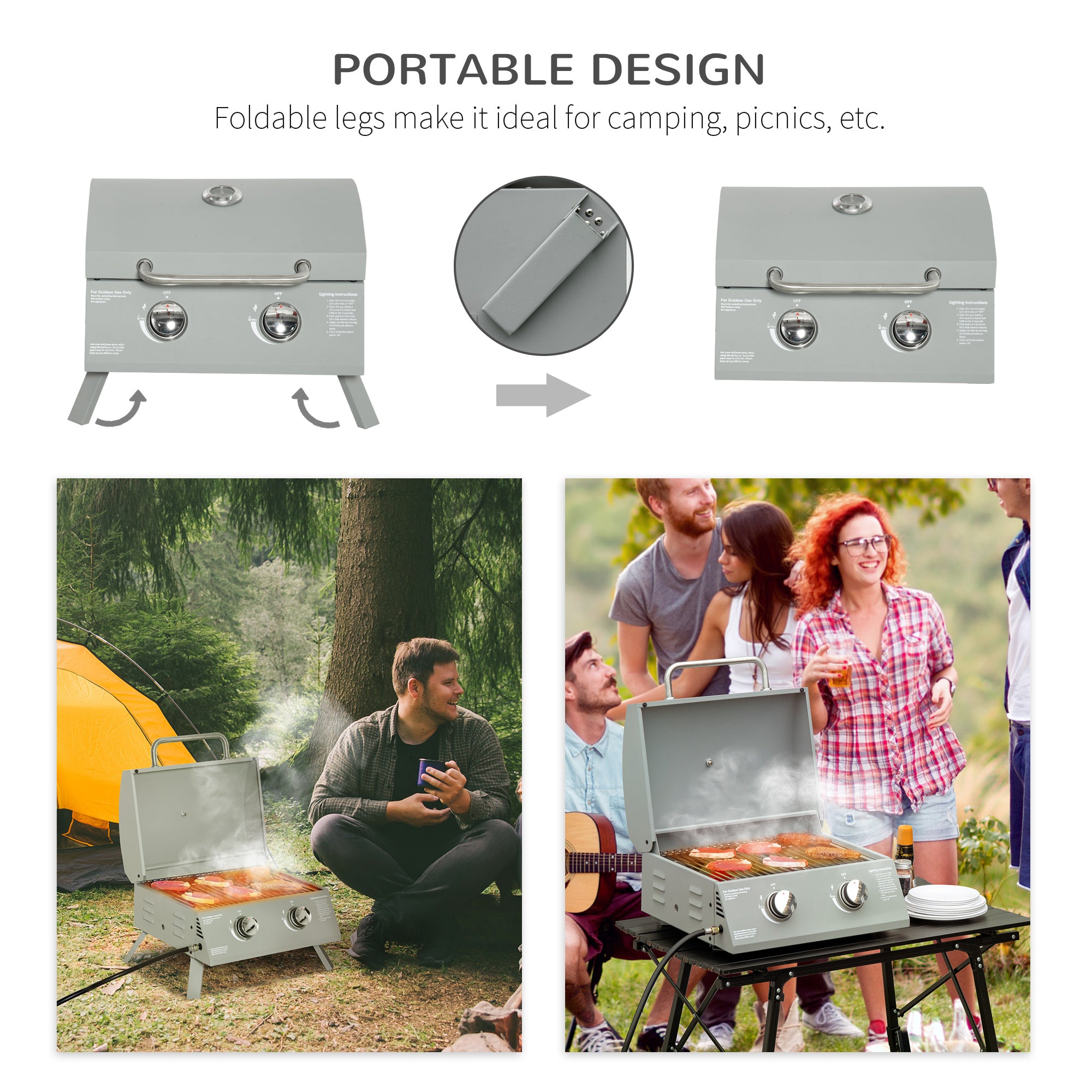 two-burner camping and tailgating gas grill