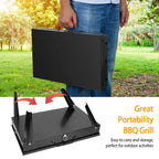 folding suitcase grill for outdoor charcoal cooking