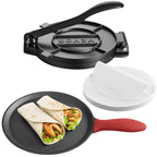 8-inch cast iron tortilla press with 10.5-inch flat griddle