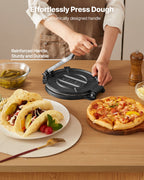 Heavy-duty manual cast iron tortilla press and griddle set
