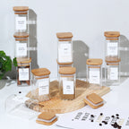 Square spice containers with coordinating labels