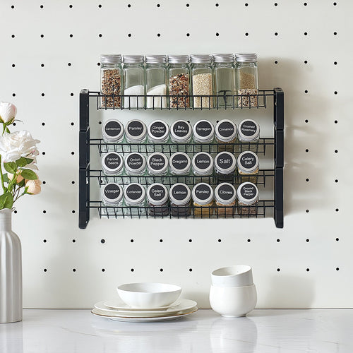 18 by 11 inch black countertop spice rack organizer