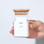 Kitchen spice organization set with glass jars