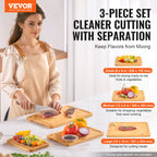 Natural bamboo cutting boards in three sizes