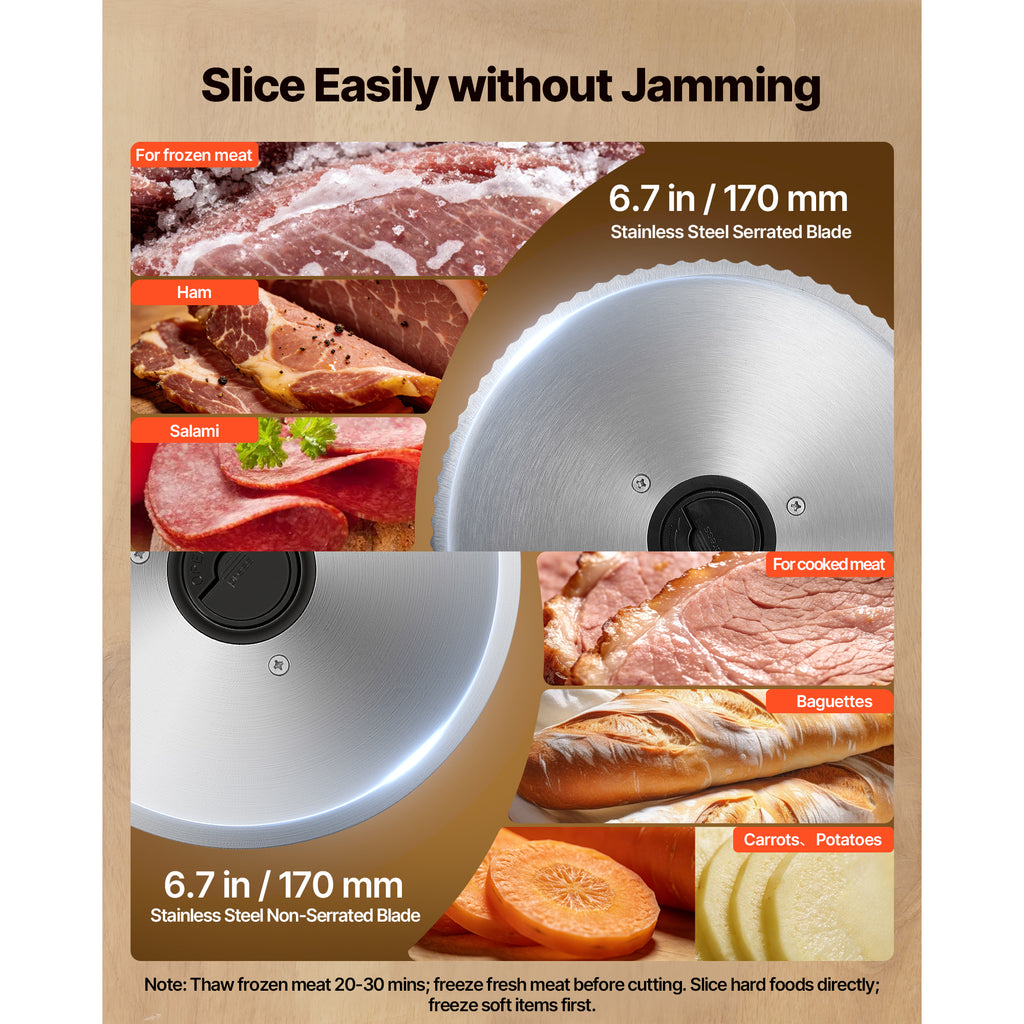 6.7-inch electric meat and deli slicer with two blades