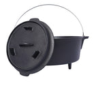 Pre-Seasoned Cast Iron Dutch Oven – Campfire Cooking Pot with Skillet Lid