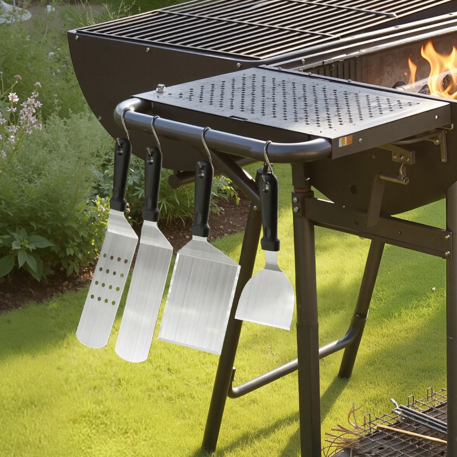 28-piece stainless steel flat-top griddle tool kit