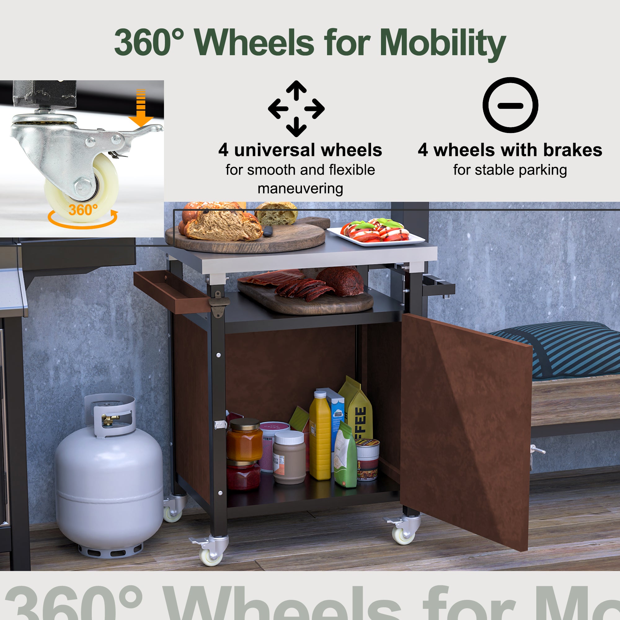 Pro Outdoor Grill Cart – 52" Stainless Steel BBQ Prep Table