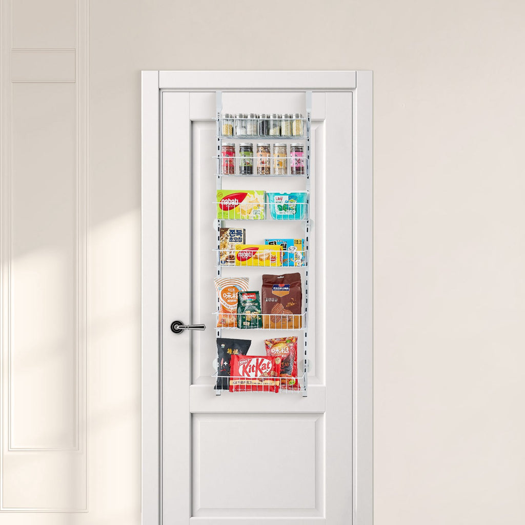 Wall-mountable six-tier kitchen pantry storage organizer