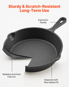 3-Piece Cast Iron Skillet Set (6”, 8”, 10”) – Pre-Seasoned Heavy-Duty Frying Pans