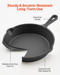 3-Piece Cast Iron Skillet Set (6”, 8”, 10”) – Pre-Seasoned Heavy-Duty Frying Pans