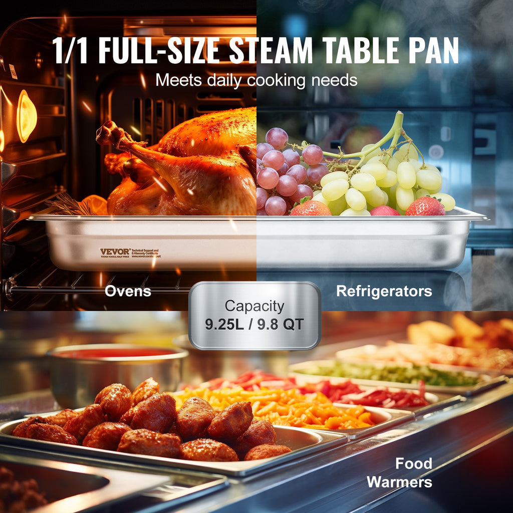 Stackable anti-jam full-size hotel pans