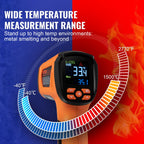 Temperature gun for griddles grills and pizza stones