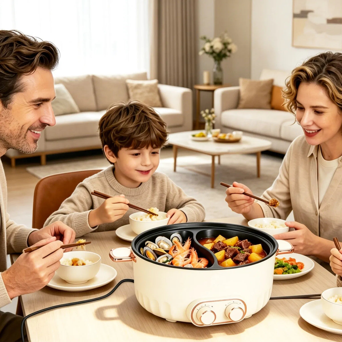 6L dual-sided electric hot pot with independent controls