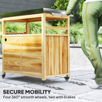 Rolling Outdoor Kitchen Island – Solid Wood Grill Cart