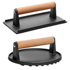 2-Piece Cast Iron Grill Press Set – Round & Rectangular Smash Burger Weights