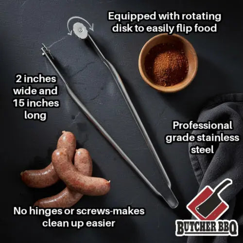 Butcher BBQ 15-Inch Rotating Barbecue Tongs