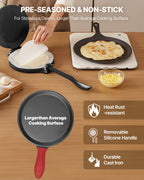 10.5-inch flat cast iron griddle included with tortilla press