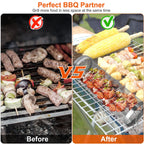 2-Pieces Stainless Steel Rolling Grill Basket Set – BBQ Mesh Tube with Hooks